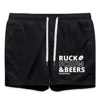 rugby, rugby sport, rugby humor - Swim Trunks - black - Front - AI Model Male 185 light (185cm)