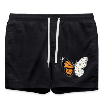 Butterfly Daisies - Swim Trunks - black - Front - AI Model Male 185 light (185cm)