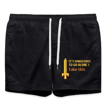 Retro Pixel Sword Quest - Short de bain - noir - Devant - AI Model Male 185 light (185cm)