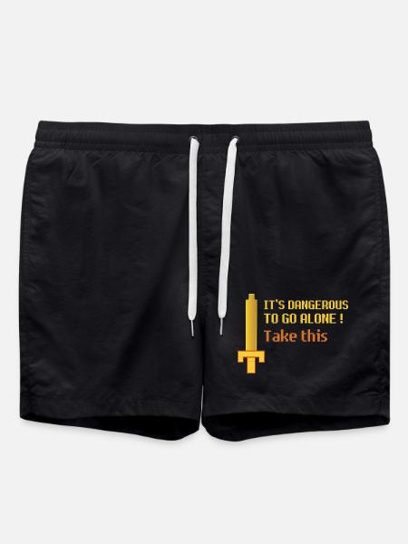 Retro Pixel Sword Quest - Swim Trunks - black