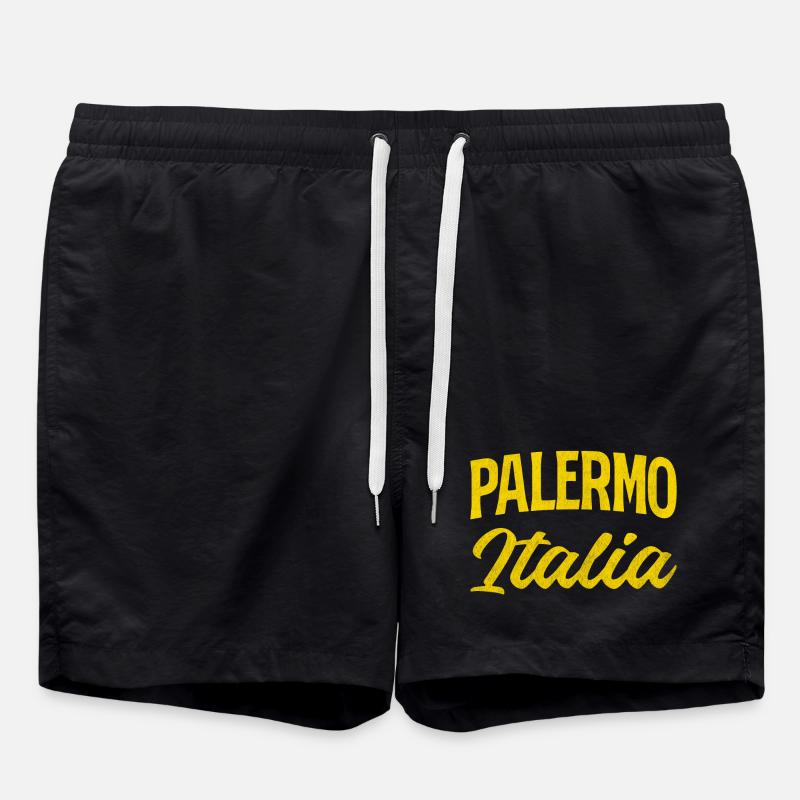Palermo Italia Yellow Script - Swim Trunks - black