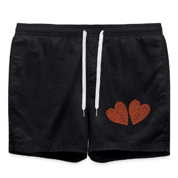 herzen doppelt - Badeshorts - Schwarz - Vorne - AI Model Male 185 light (185cm)