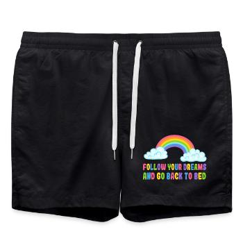 Follow your dreams and go back to bed. Humour* - Swim Trunks - black - Front - AI Model Male 185 light (185cm)