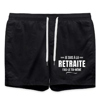 retraite, je suis retraité, je suis retraitée - Short de bain - noir - Devant - AI Model Male 185 light (185cm)
