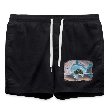 Le rêve de l’île - Short de bain - noir - Devant - AI Model Male 185 light (185cm)