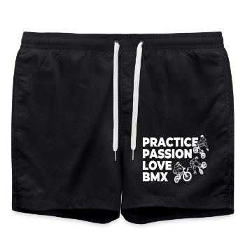 Funny BMX slogan - Swim Trunks - black - Front - AI Model Male 185 light (185cm)