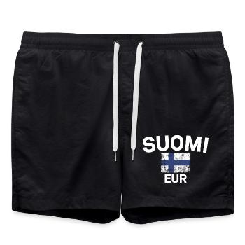 Finnish Flag Grunge: Suomi EUR - Swim Trunks - black - Front - AI Model Male 185 light (185cm)