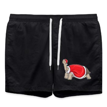 Turtle Christmas Santa Hat - Swim Trunks - black - Front - AI Model Male 185 light (185cm)