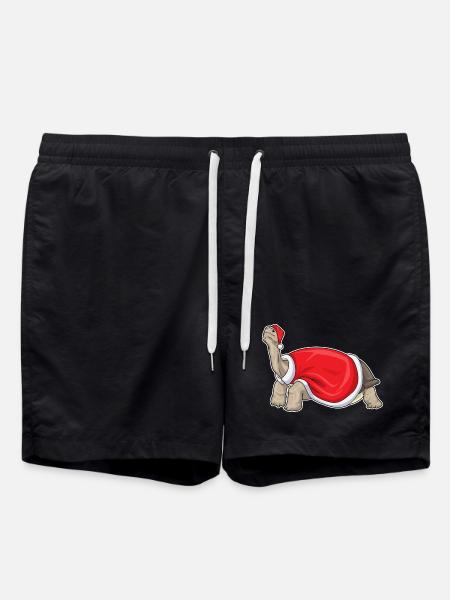 Turtle Christmas Santa Hat - Swim Trunks - black