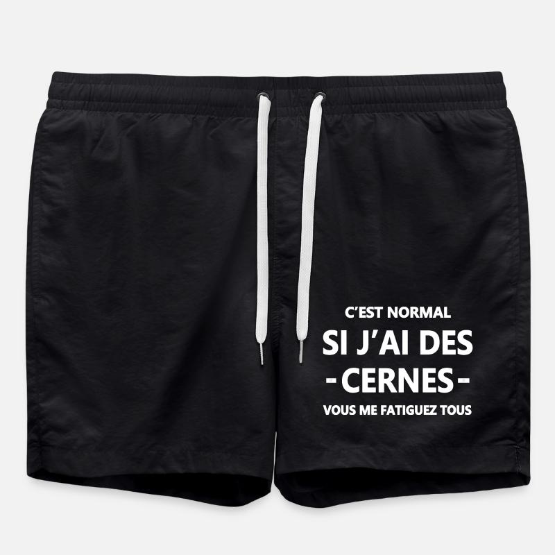 Citations humoristiques cernes fatigue - Short de bain - noir