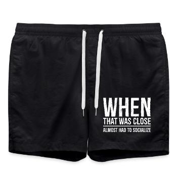 when that was close funny shirt - Short de bain - noir - Devant - AI Model Male 185 light (185cm)