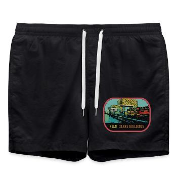 Köln, Die Kranhäuser im Rheinauer Hafen - Badeshorts - Schwarz - Vorne - AI Model Male 185 light (185cm)