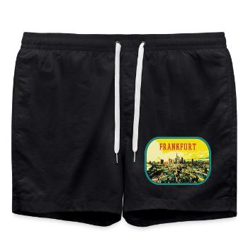 Vue panoramique colorée de la ville de Francfort - Short de bain - noir - Devant - AI Model Male 185 light (185cm)
