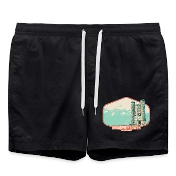 Illustration Broadwey Tower, Worcestershire - Badeshorts - Schwarz - Vorne - AI Model Male 185 light (185cm)