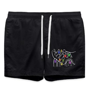 various Dinosaurs Dino line graphics - Swim Trunks - black - Front - AI Model Male 185 light (185cm)