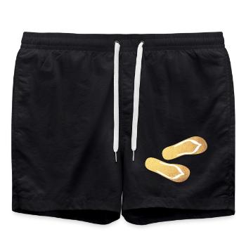 Slippers Flip Flops Gold Glamping Luxury Beach - Swim Trunks - black - Front - AI Model Male 185 light (185cm)