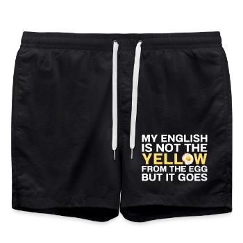 My English Is Not The Yellow From The Egg Denglish - Badeshorts - Schwarz - Vorne - AI Model Male 185 light (185cm)