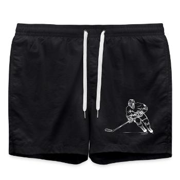 Dessin au trait d’un joueur de hockey sur glace - Short de bain - noir - Devant - AI Model Male 185 light (185cm)