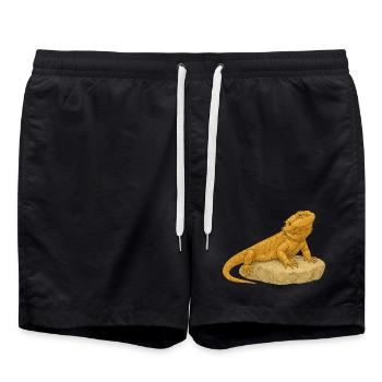 Gecko jaune sur rochers - Short de bain - noir - Devant - AI Model Male 185 light (185cm)