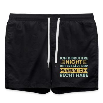 Humorous saying for discussions - Swim Trunks - black - Front - AI Model Male 185 light (185cm)