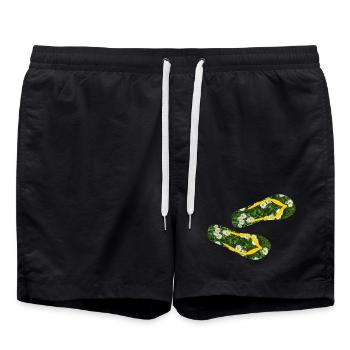 Slippers Daisies Flip Flops Camping Lawn - Swim Trunks - black - Front - AI Model Male 185 light (185cm)