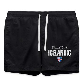 Icelandic Pride, Iceland Flag - Swim Trunks - black - Front - AI Model Male 185 light (185cm)