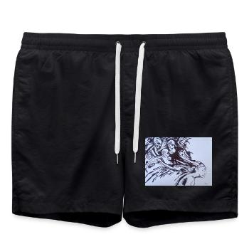 Distorted images - Swim Trunks - black - Front - AI Model Male 185 light (185cm)