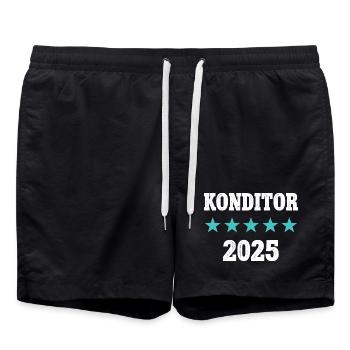 Konditor 2025 Ausbildung Prüfung Meister Azubi - Badeshorts - Schwarz - Vorne - AI Model Male 185 light (185cm)