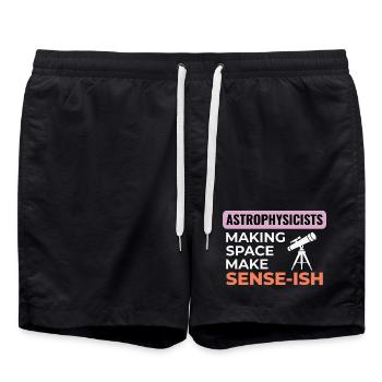 Space Science Humor Design  - Swim Trunks - black - Front - AI Model Male 185 light (185cm)