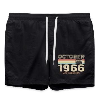Geburtstag Oktober 1966 - Geburtstag Oktober 1966 - Badeshorts - Schwarz - Vorne - AI Model Male 185 light (185cm)