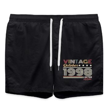 Oktober 1998 Retro Jubiläum 1998 Oktober 1998 - Badeshorts - Schwarz - Vorne - AI Model Male 185 light (185cm)