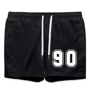 Pavé numérique rétro en noir blanc - Short de bain - noir - Devant - AI Model Male 185 light (185cm)