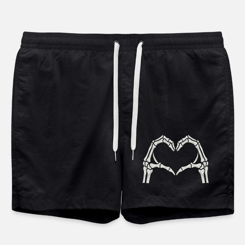 Heart Skeleton Hands - Swim Trunks - black