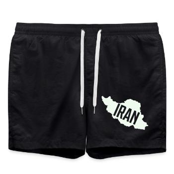 Iran Map Bold Typography - Swim Trunks - black - Front - AI Model Male 185 light (185cm)