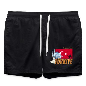Türkiye Istanbul Vintage Drapeau Turquie Sovenir - Short de bain - noir - Devant - AI Model Male 185 light (185cm)