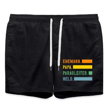 Ehemann Papa Gleitschirm Abenteuer Paragliding - Badeshorts - Schwarz - Vorne - AI Model Male 185 light (185cm)