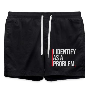 Je m’identifie comme un problème Énoncé Effronté Rebelle - Short de bain - noir - Devant - AI Model Male 185 light (185cm)
