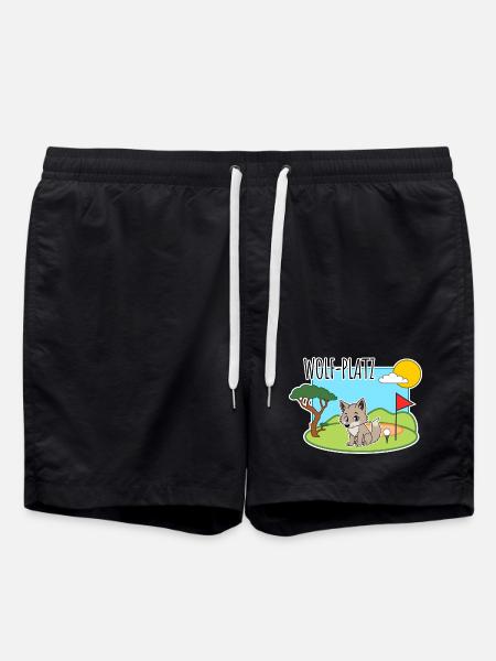 Wolf-Platz - Ein Wolf auf dem Golfplatz - Badeshorts - Schwarz