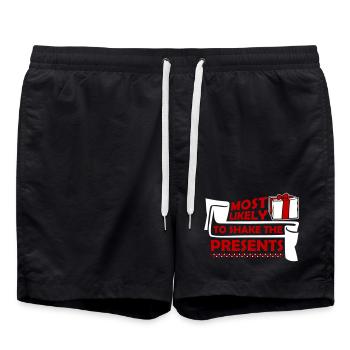 Most Likely to Shake the Presents Christmas Fun - Swim Trunks - black - Front - AI Model Male 185 light (185cm)