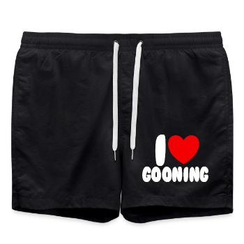 Ich liebe Gooning. Ich liebe Gooning. - Badeshorts - Schwarz - Vorne - AI Model Male 185 light (185cm)