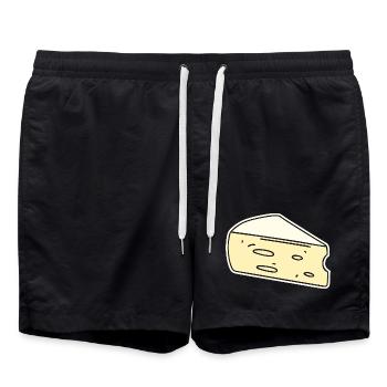 Humour fromage brie - Short de bain - noir - Devant - AI Model Male 185 light (185cm)