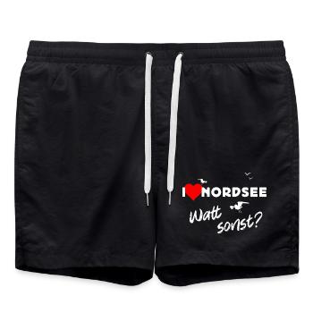 Nordsee Liebe Watt Design - Badeshorts - Schwarz - Vorne - AI Model Male 185 light (185cm)