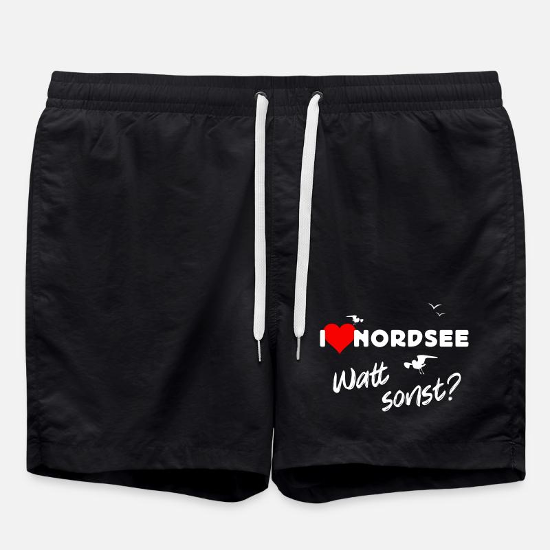 Nordsee Liebe Watt Design - Badeshorts - Schwarz
