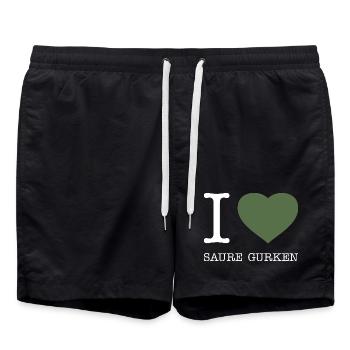 I love Saure Gurken - Badeshorts - Schwarz - Vorne - AI Model Male 185 light (185cm)