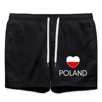 Heart with Poland flag, Polish pride - Swim Trunks - black - Front - AI Model Male 185 light (185cm)
