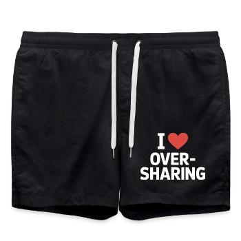 I Love Oversharing Social Media Too Much Info TMI - Badeshorts - Schwarz - Vorne - AI Model Male 185 light (185cm)