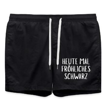 Heute mal ein fröhliches Schwarz - Badeshorts - Schwarz - Vorne - AI Model Male 185 light (185cm)