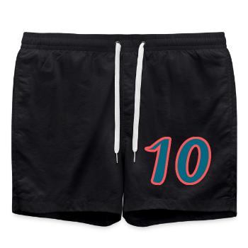 10. 10 YEARS. 10th ANNIVERSARY. 10 YEAR ANNIVERSARY. - Swim Trunks - black - Front - AI Model Male 185 light (185cm)