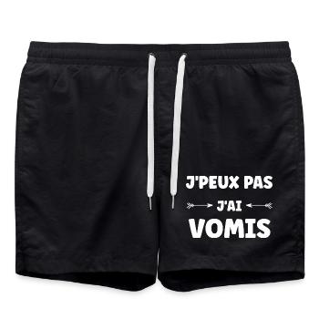 I Can't I Vomited – Humor Tee - Swim Trunks - black - Front - AI Model Male 185 light (185cm)