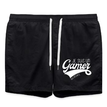 Ein Gamer, der rockt – Gamer-Geschenkidee - Badeshorts - Schwarz - Vorne - AI Model Male 185 light (185cm)